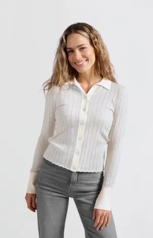 Ribbed cardigan with contrast details
