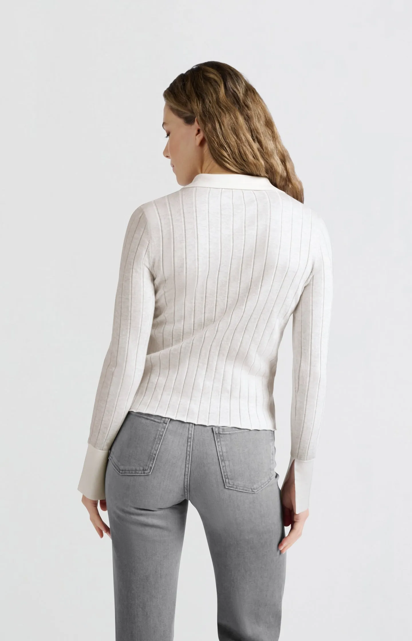 Ribbed cardigan with contrast details