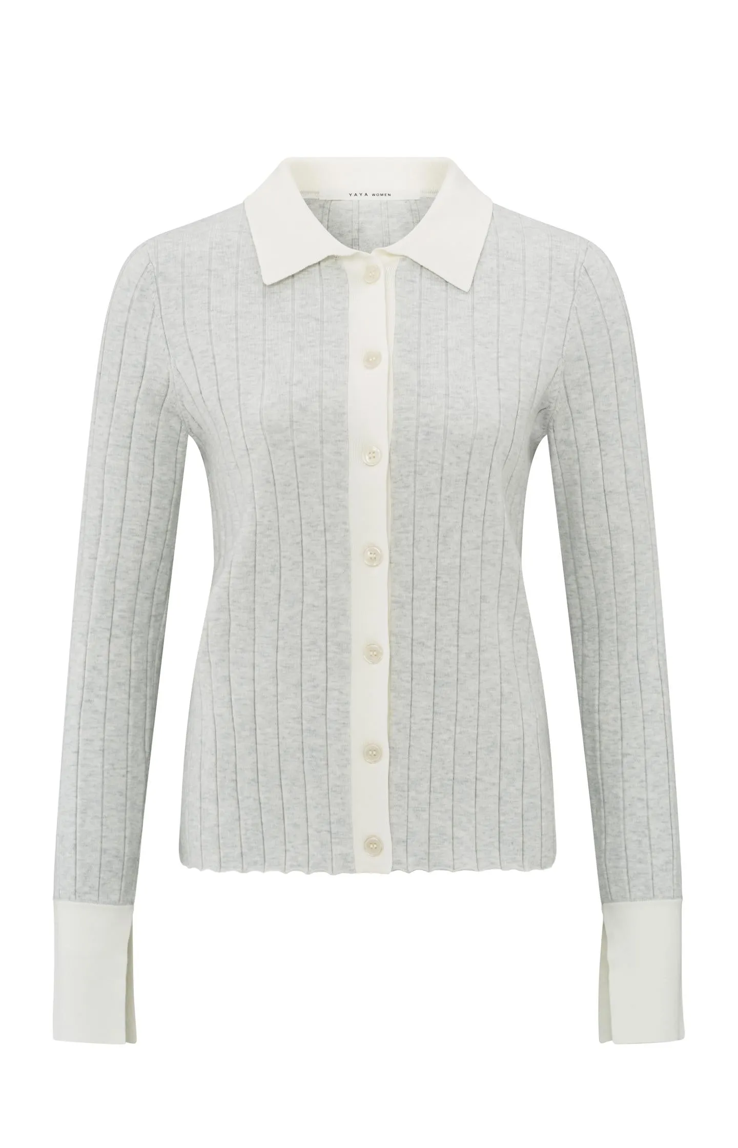 Ribbed cardigan with contrast details