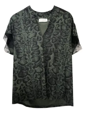 Rosemunde S Silk Lace T-Shirt Dark Pine Animal Print 6995 9535