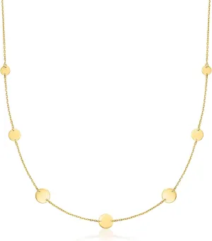 RS Pure by Ross-Simons Italian 14kt Yellow Gold Multi-Size Disc Station Necklace