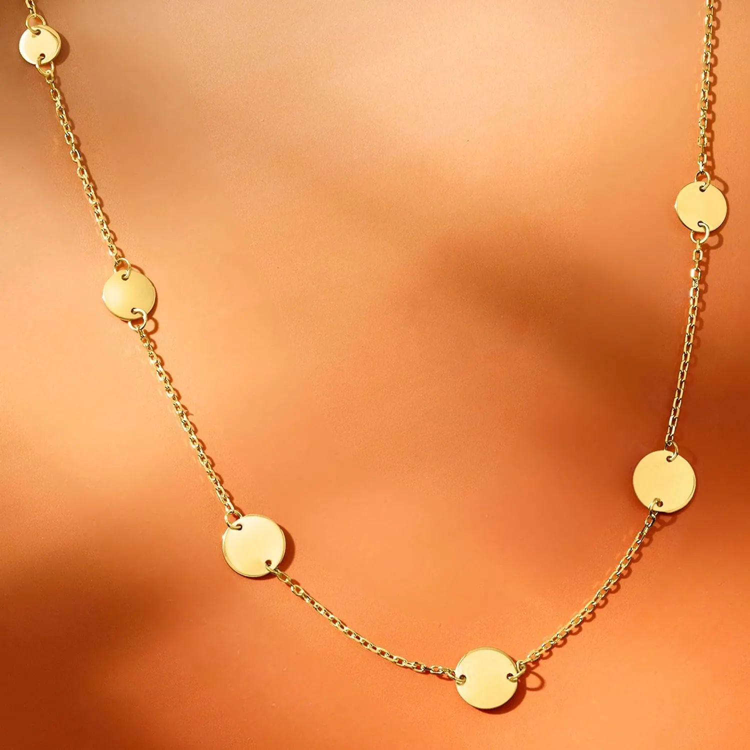 RS Pure by Ross-Simons Italian 14kt Yellow Gold Multi-Size Disc Station Necklace