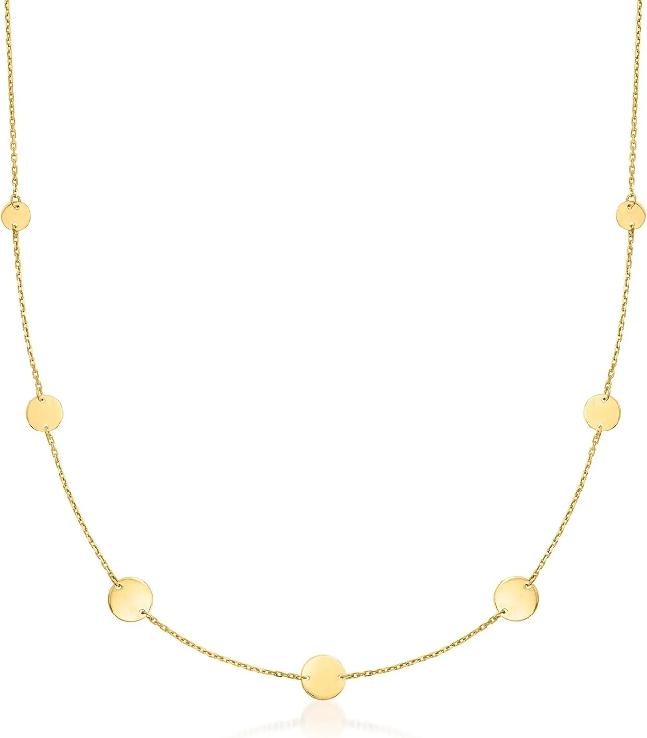 RS Pure by Ross-Simons Italian 14kt Yellow Gold Multi-Size Disc Station Necklace