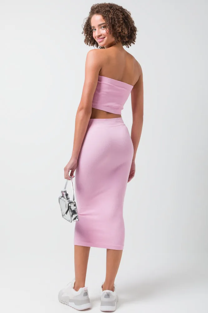 Shimmer Tube Top Light Pink