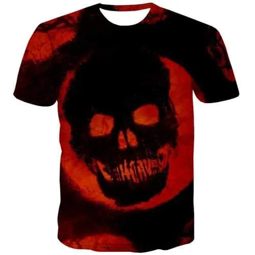 Skull T shirts Men Graffiti Tshirt Anime Red Tshirts Cool Ink Tshirts Novelty Gothic Tshirts Casual Short Sleeve Hip hop Unisex