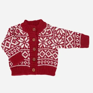 Snowflake Cardigan, Red - Holiday Christmas Kids Sweater