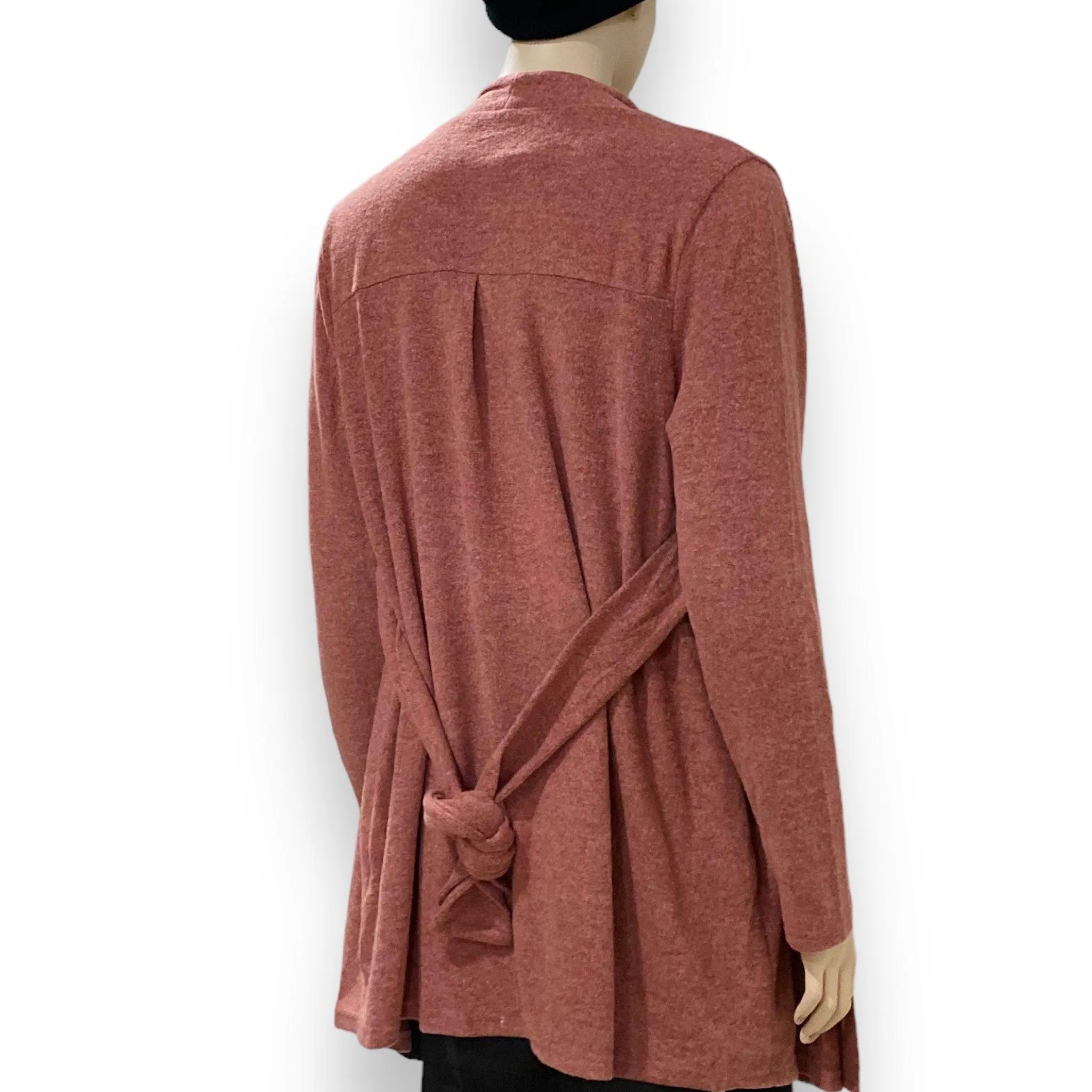 Soft Brown Cardigan with Bow Tie Sash