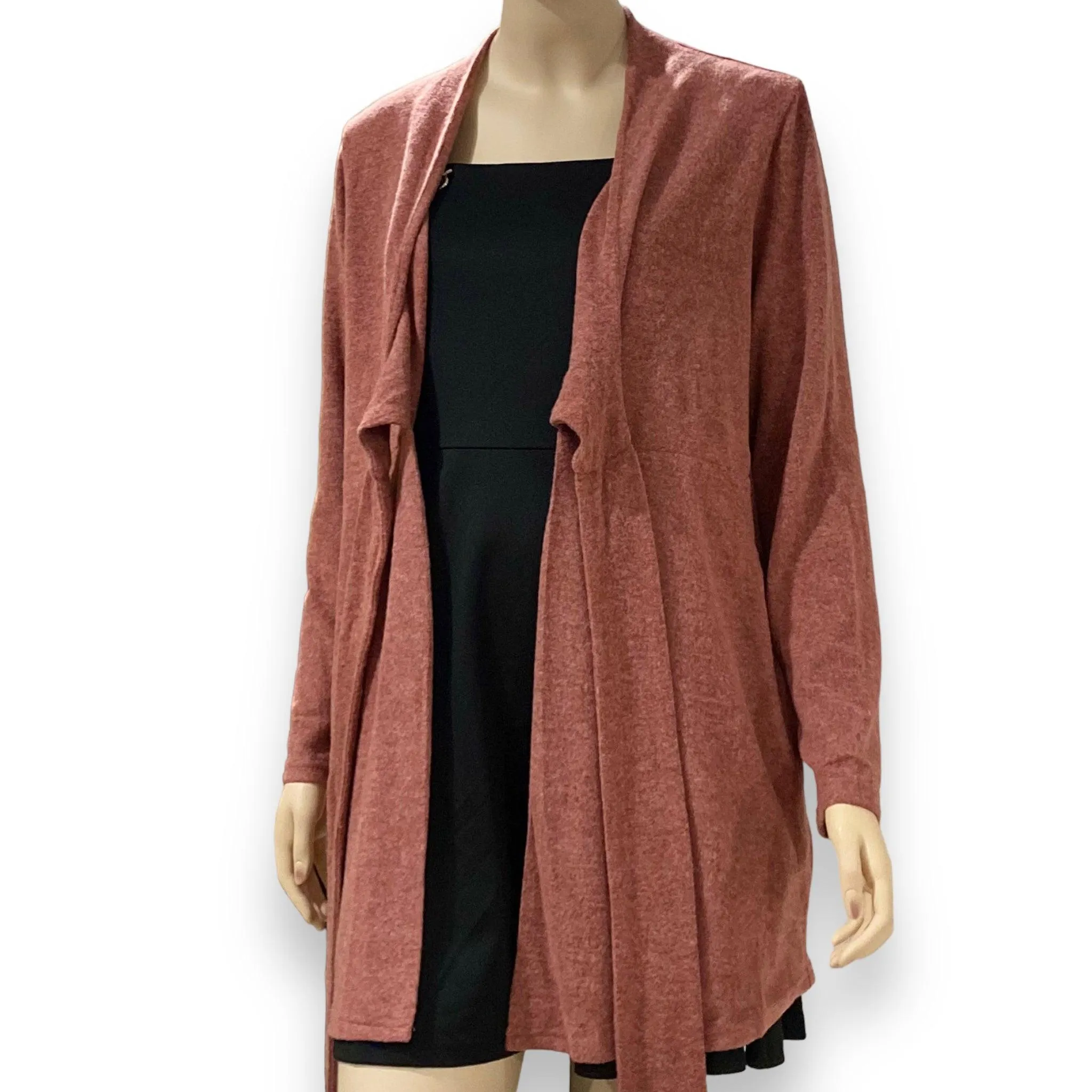 Soft Brown Cardigan with Bow Tie Sash