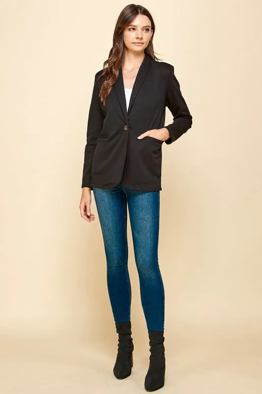 Solid Black Blazer With Pockets