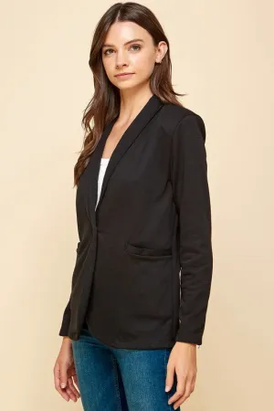 Solid Black Blazer With Pockets