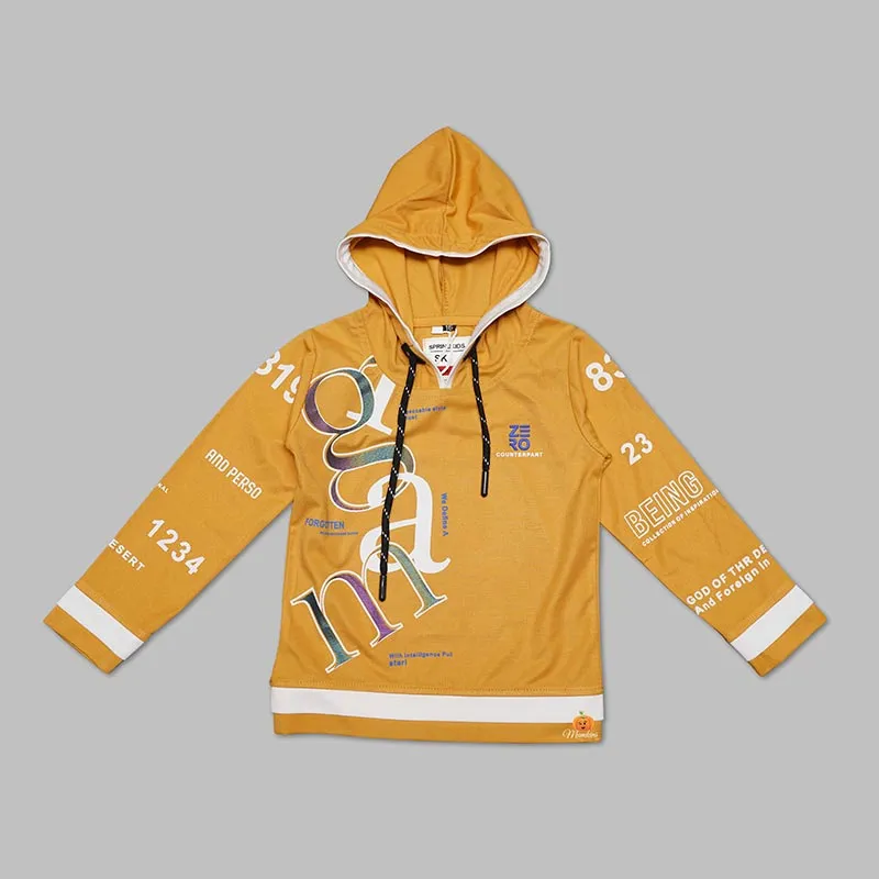 Solid Full Sleeves Hoodie Style T-Shirts For Boys