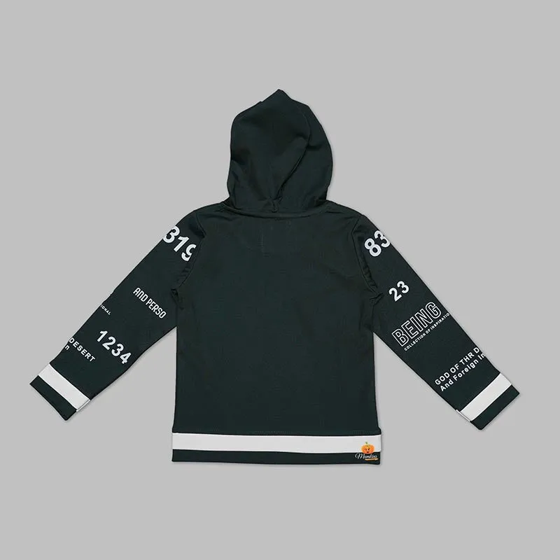 Solid Full Sleeves Hoodie Style T-Shirts For Boys