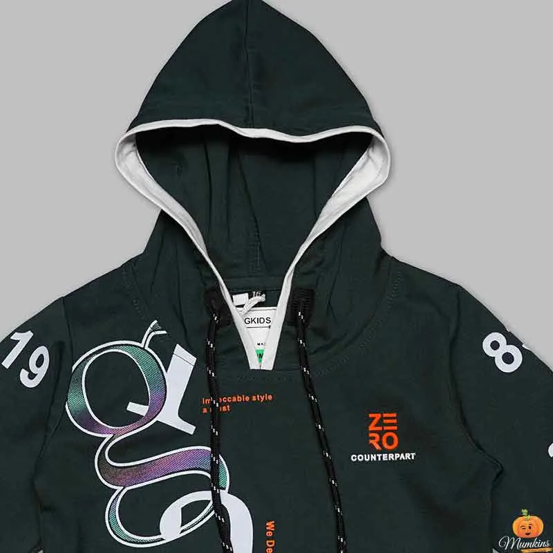 Solid Full Sleeves Hoodie Style T-Shirts For Boys