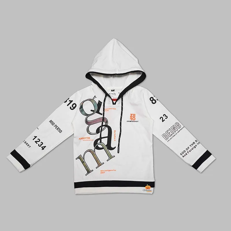 Solid Full Sleeves Hoodie Style T-Shirts For Boys
