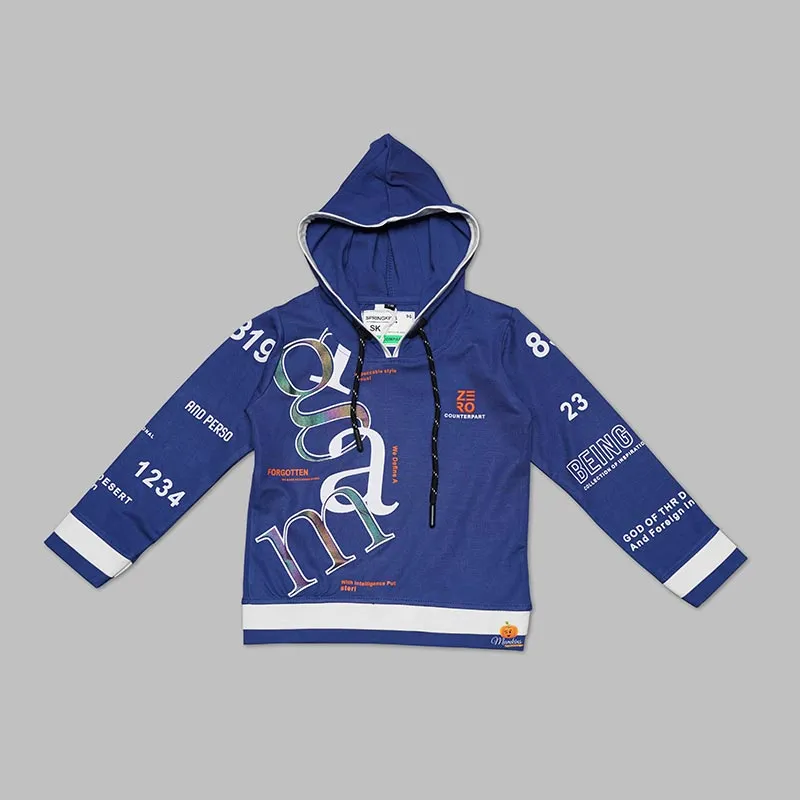 Solid Full Sleeves Hoodie Style T-Shirts For Boys