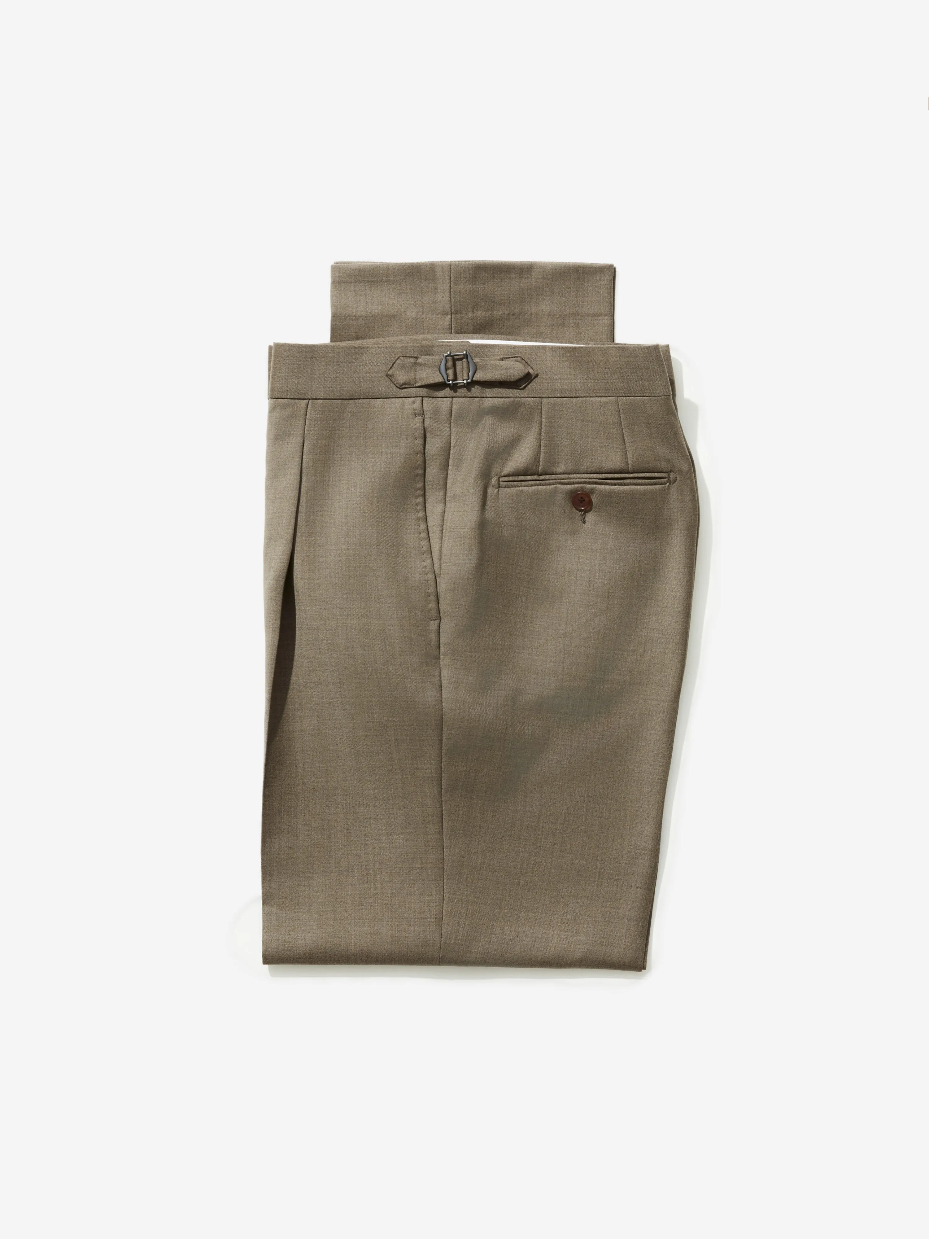 Taupe S130 Wool Oscar Trousers (Wide Fit)