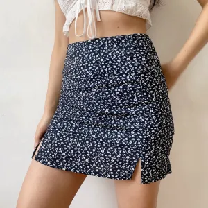 Wenkouban - Eloise Floral Split Skirt