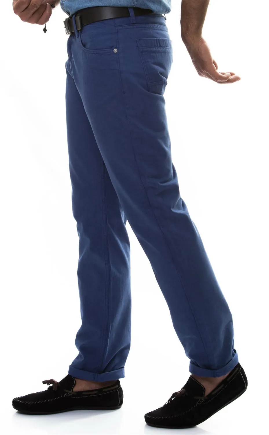 WSS Slim Fit 5 Pocket Cotton Blue Men Trousers - Busto Arsizio