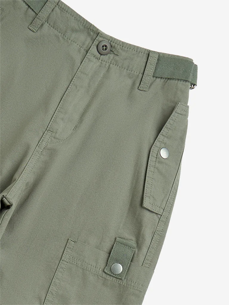Y&F Kids Olive Mid-Rise Cotton Trousers