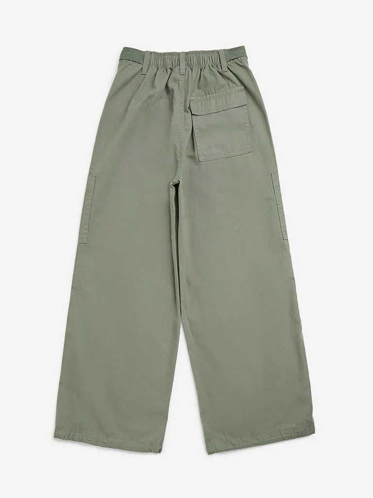 Y&F Kids Olive Mid-Rise Cotton Trousers