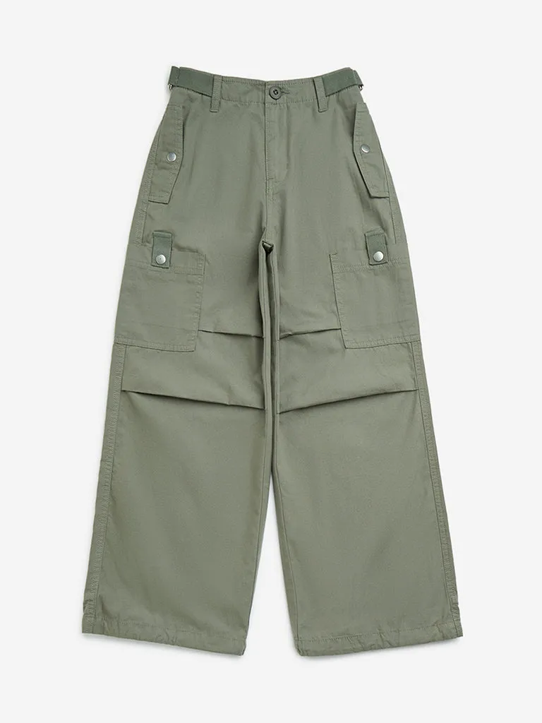 Y&F Kids Olive Mid-Rise Cotton Trousers